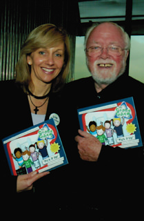 Hilary Robinson and Sir Richard Attenborough at the Pick It Up! book launch.